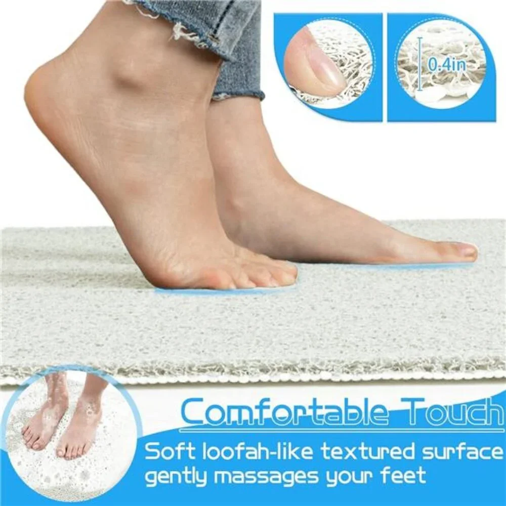 Non Slip Bathtub Mat Shower Mat Soft Loofah Bath Tub Mat for Bathroom 16x40 Whit